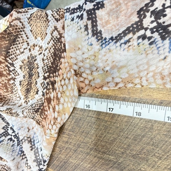 Maje Snake Print Midi Dress Womens 1 Long Sleeve V Neck Animal Print Sheer Party - Picture 6 of 13